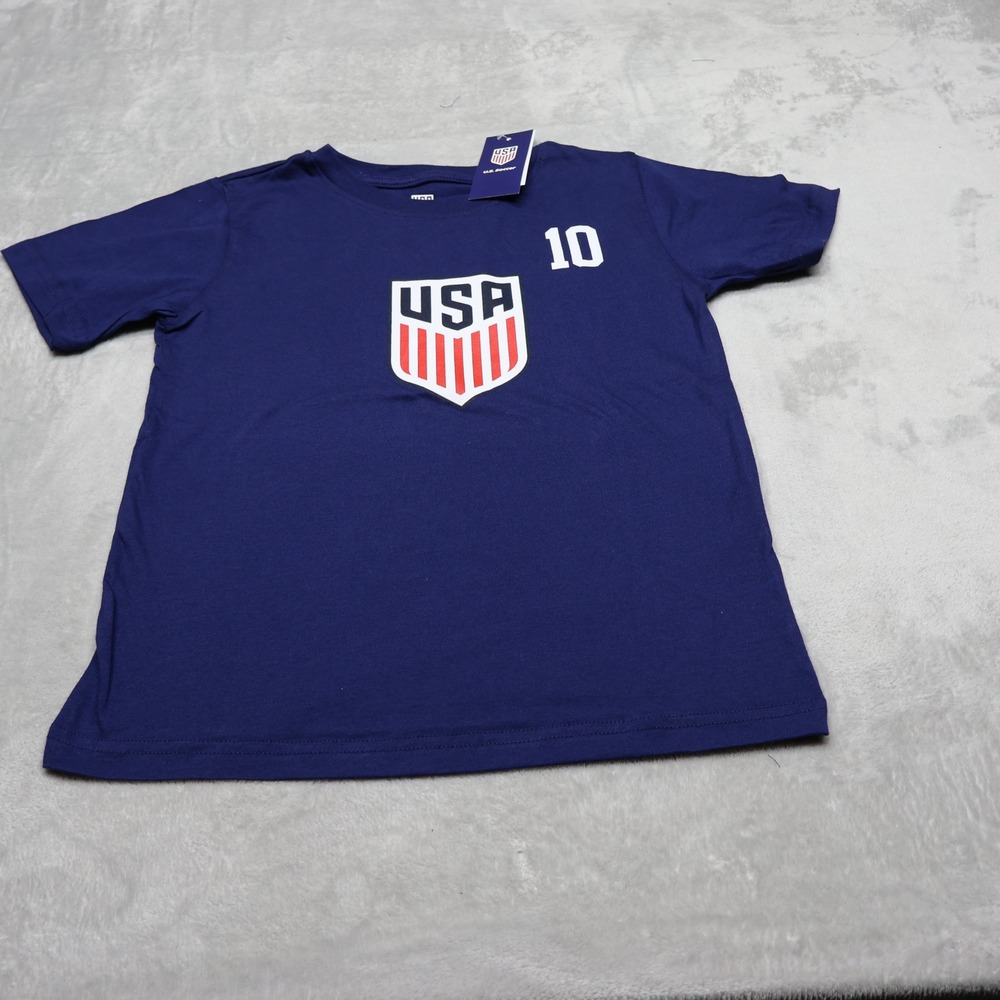 US Soccer Shirt Youth Small 6/7 Blue Christian Pulisic #10 Fan Gear $15 NEW